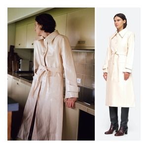 NEW Sea New York Laurence Vegan Leather Trench Coat in Cream Size Small